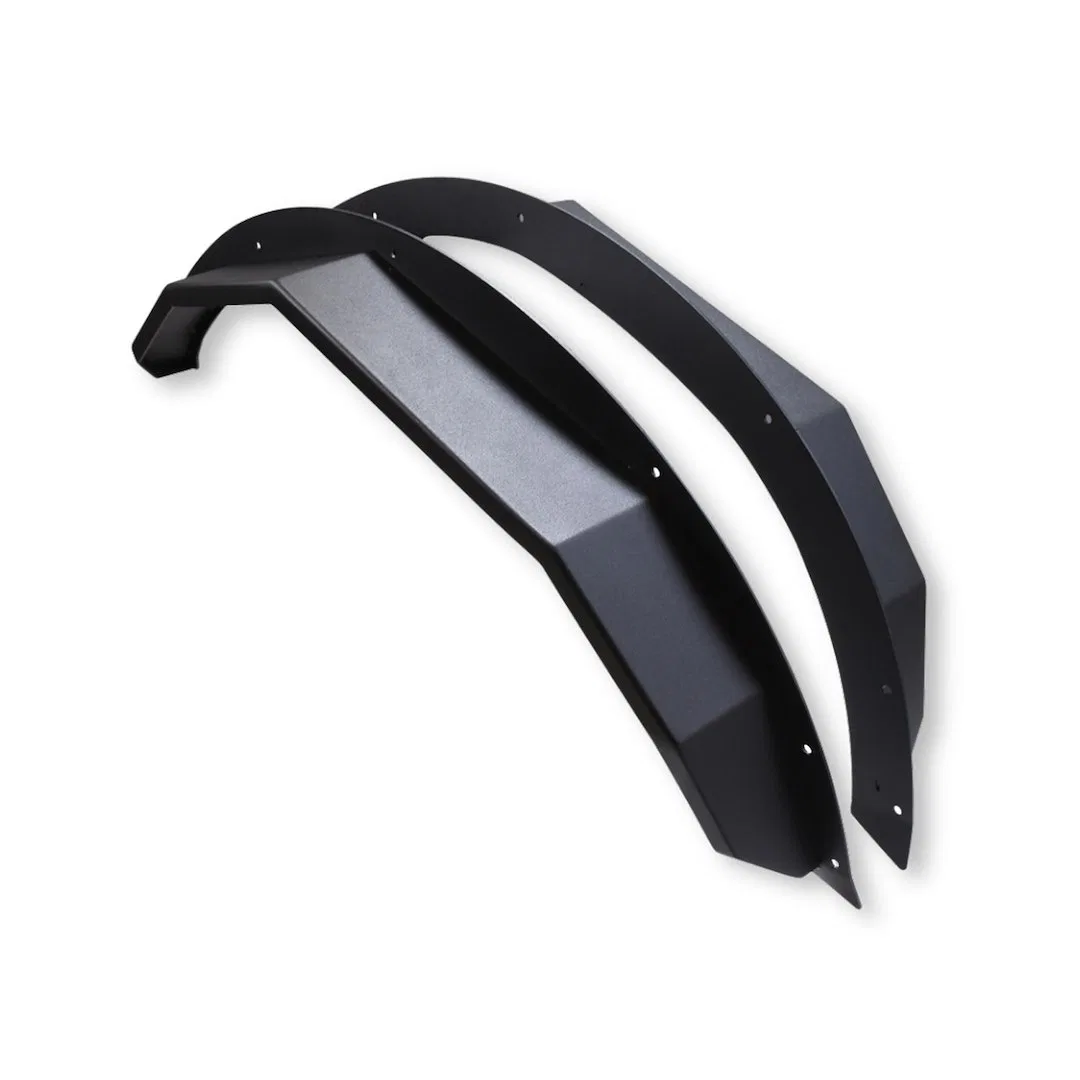 BR008T – TRAILFX Fender Flare, Bolt On Angled Tube Style 4-3/4 Inch Tire Coverage Powder Coated Matte Black Steel Set...